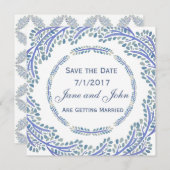 Invitation Branches Bleues Enregistrez la Date (Devant / Derrière)