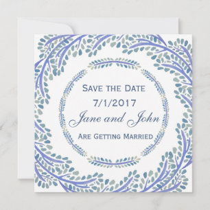 Invitation Branches Bleues Enregistrez la Date