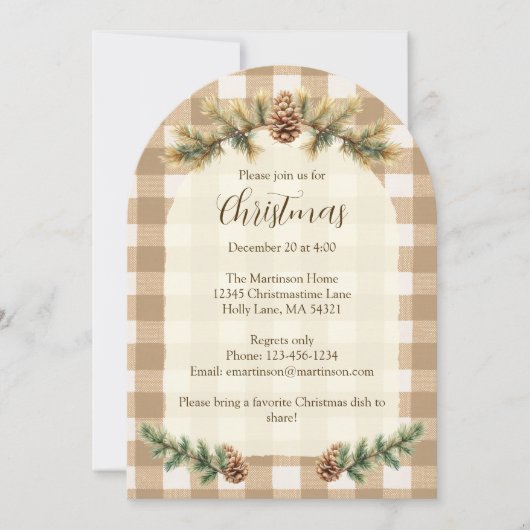 Invitation Branches Brown En vichy Arc (Devant)