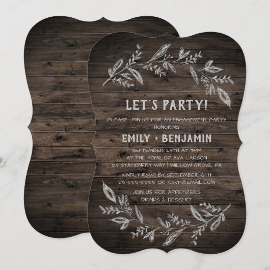 Invitation Branches courbées | Bois Let's Party (Devant / Derrière)