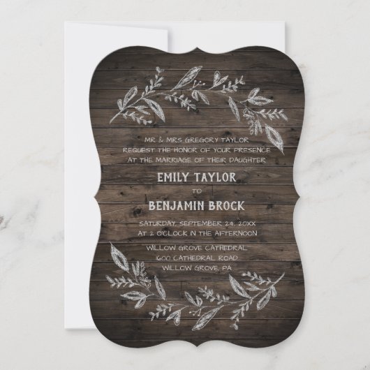 Invitation Branches courbes | Mariage officiel en bois (Devant)