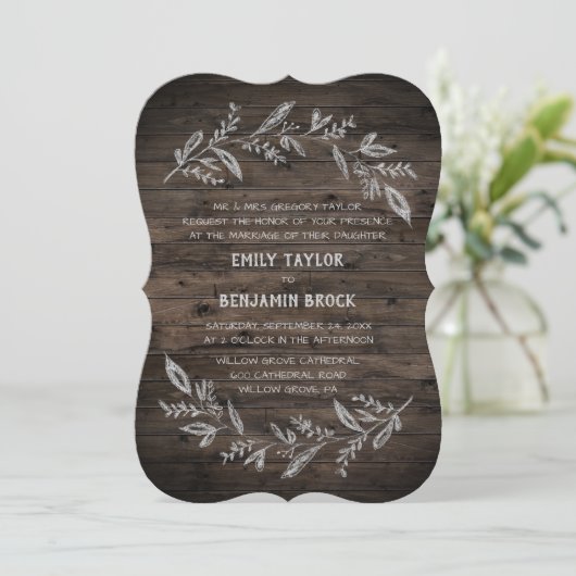 Invitation Branches courbes | Mariage officiel en bois (Debout devant)