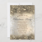 Invitation Branches d'arbre à pin, Boules, Noël d'or (Devant)