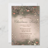 Invitation Branches d'arbre à pin, Boules, Rose fête de Noël  (Devant)