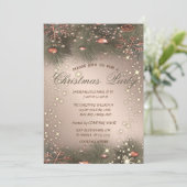 Invitation Branches d'arbre à pin, Boules, Rose fête de Noël  (Debout devant)