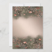 Invitation Branches d'arbre à pin, Boules, Rose fête de Noël  (Dos)