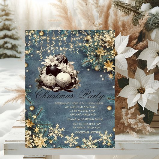 Invitation Branches d'arbre à pin, Boules, SnowflakCompagnie