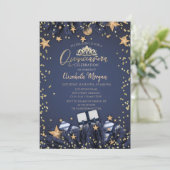 Invitation Branches d'arbre à pin, Diamants Marine Blue Quinc (Debout devant)