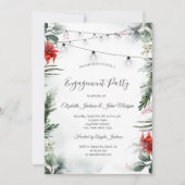 Invitation Branches d'arbre à pin, Poinsettia Fiançailles (Devant)