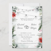 Invitation Branches d'arbre à pin, Poinsettia Mariage (Devant)