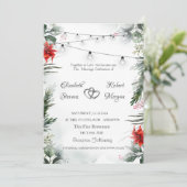 Invitation Branches d'arbre à pin, Poinsettia Mariage (Debout devant)