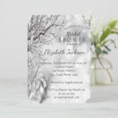 Invitation Branches d'arbre argentées, Baby Shower de mariage (Debout devant)