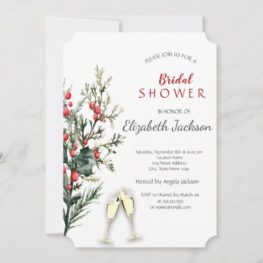 Invitation Branches d'arbre argentées, Baby Shower de mariage (Devant)