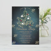 Invitation Branches d'arbre de Noël Snowflakes Société Fête (Debout devant)