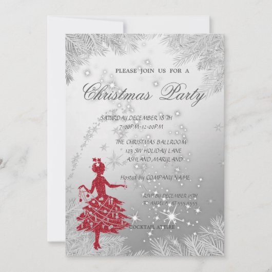 Invitation Branches d'arbre, Fête de Noël de la petite entrep (Devant)