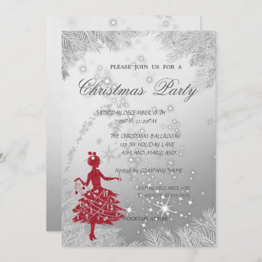 Invitation Branches d'arbre, Fête de Noël de la petite entrep (Devant / Derrière)