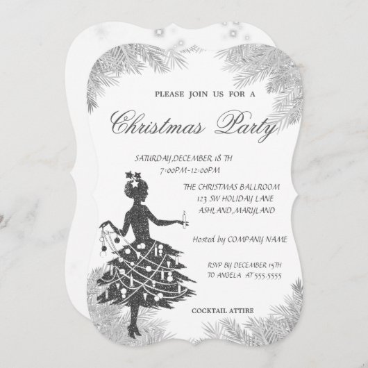 Invitation Branches d'arbre, Fête de Noël de la petite entrep (Devant / Derrière)