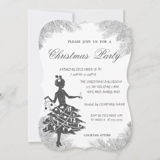 Invitation Branches d'arbre, Fête de Noël de la petite entrep (Devant)