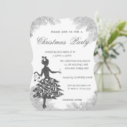 Invitation Branches d'arbre, Fête de Noël de la petite entrep (Debout devant)