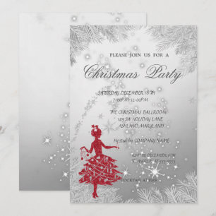Invitation Branches d'arbre, Fille Soirée de Noël d'entrepris