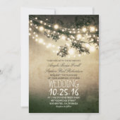 Invitation Branches d'arbre rustique et lumières Mariage vint (Devant)