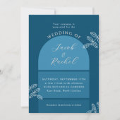 Invitation Branches d'arc moderne Elégant Mariage bleu océan (Devant)