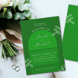 Invitation Branches d'arc moderne Élégant Mariage vert émerau
