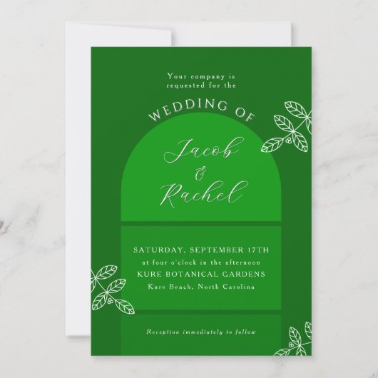 Invitation Branches d'arc moderne Élégant Mariage vert émerau (Devant)