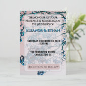 Invitation Branches de bleu sarcelle artistique Ciel rose mod (Debout devant)