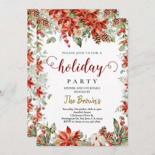 Invitation Branches de bois d'hiver modernes Noël (Devant / Derrière)