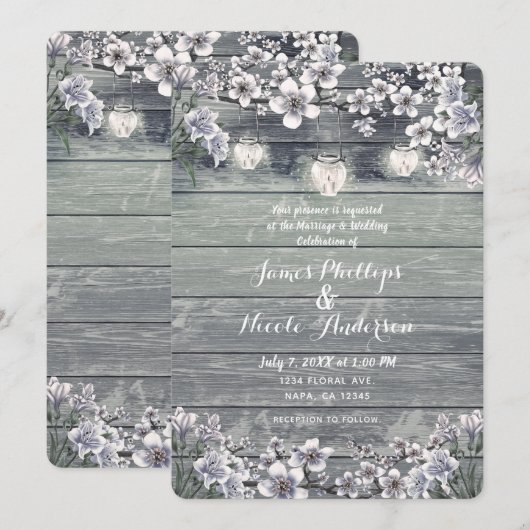 Invitation Branches de cerisier en fleurs d'hiver et mariage  (Devant / Derrière)