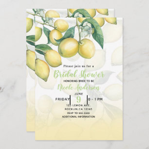 Invitation Branches de citron Blanc & Jaune Pays Rustique