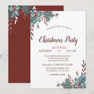 Invitation Branches de houx pour la fête de Noël de l'entrepr