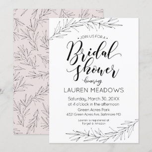 Invitation Branches de la main tiré nuptiale Douche Invitatio