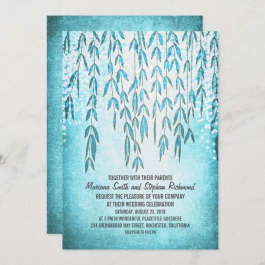 Invitation Branches de l'arbre à saule Mariage de voyants à c (Devant / Derrière)