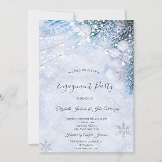 Invitation Branches de l'arbre de pin, Fiançailles des lumièr (Devant)