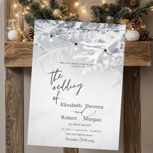 Invitation Branches de l'arbre d'hiver Mariage de neige