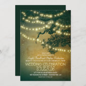 Invitation Branches de l'arbre rustique et lumières à cordes  (Devant / Derrière)
