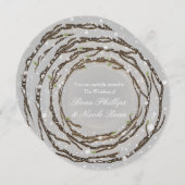 Invitation Branches de mariage rustique d'hiver et neige de c (Devant / Derrière)