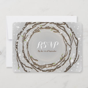 Invitation Branches de mariage rustique d'hiver RSVP Card