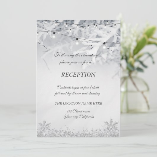 Invitation Branches de neige d'hiver Mariage (Debout devant)