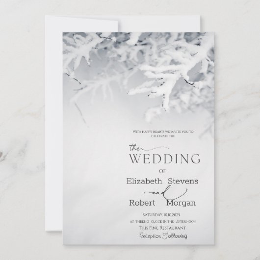 Invitation Branches de neige d'hiver Mariage (Devant)