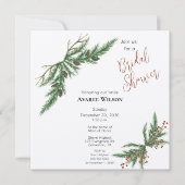 Invitation Branches de Noël Douche rouge et verte (Devant)