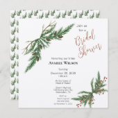 Invitation Branches de Noël Douche rouge et verte (Devant / Derrière)