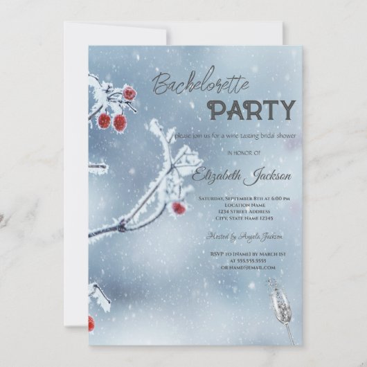 Invitation Branches de pays des merveilles d'hiver Bacheloret (Devant)