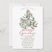 Invitation Branches de pin aquarelle Fête de Noël ouverte   (Devant)