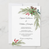 Invitation Branches de pin d'hiver avec Mariage de baies (Devant)