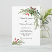 Invitation Branches de pin d'hiver avec Mariage de baies (Debout devant)