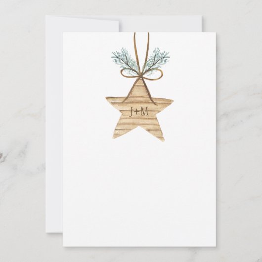 Invitation Branches de pin d'hiver Pine Cônes étoile Mariage (Dos)