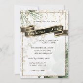 Invitation Branches de Pin Dorées Fête de Noël d'Entreprise (Devant)